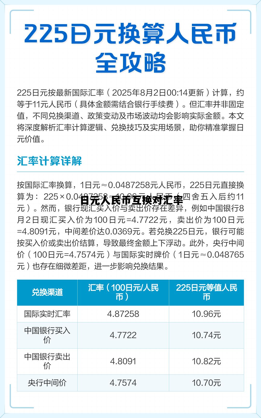 日元人民币互换对汇率的影响，日元人民币互换对汇率