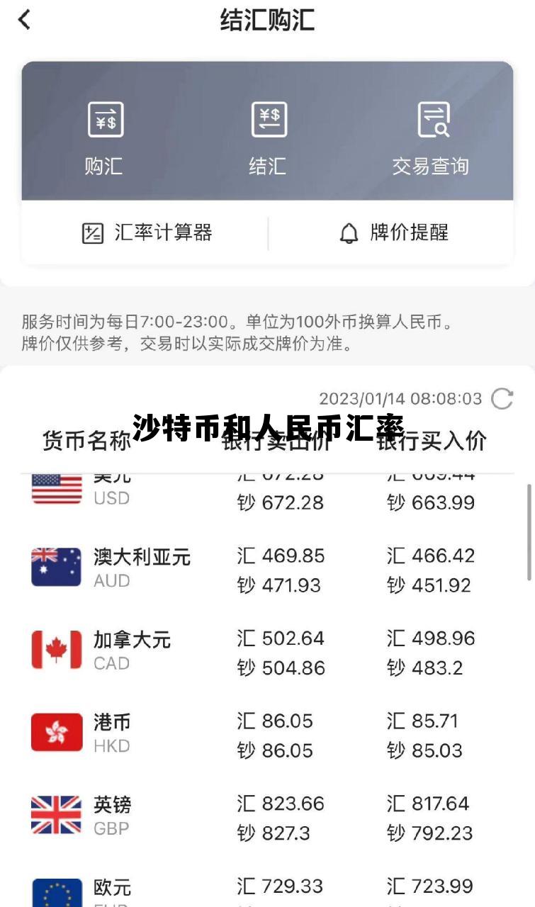 沙特币和人民币汇率走势，沙特币和人民币汇率